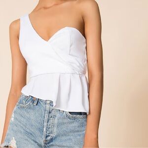 superdown White Asymmetrical Tank Top
